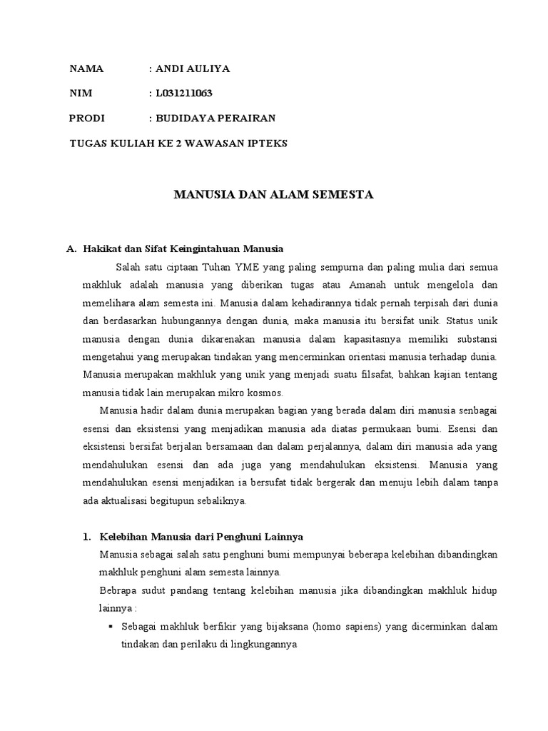 Manusia Dan Alam Semesta | PDF