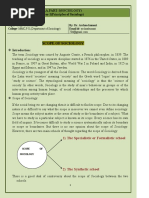 Scope of Sociology: B.A.Part-I (Sociology) Paper-I (Principles of Sociology)