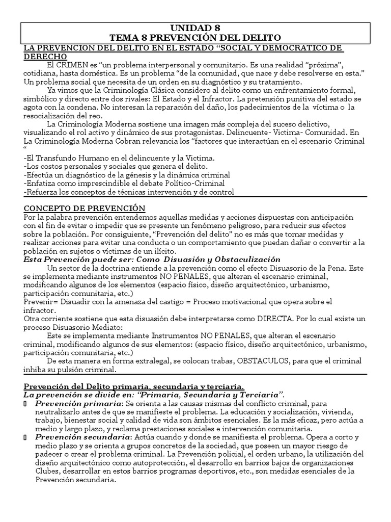 Prevención del Delito y Criminalidad | PDF | Derecho penal | Prevención ...