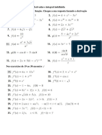 Exercícios de Antiderivadas e Integral Indefinida