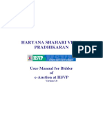 Haryana Shahari Vikas Pradhikaran: User Manual For Bidder of E-Auction at HSVP