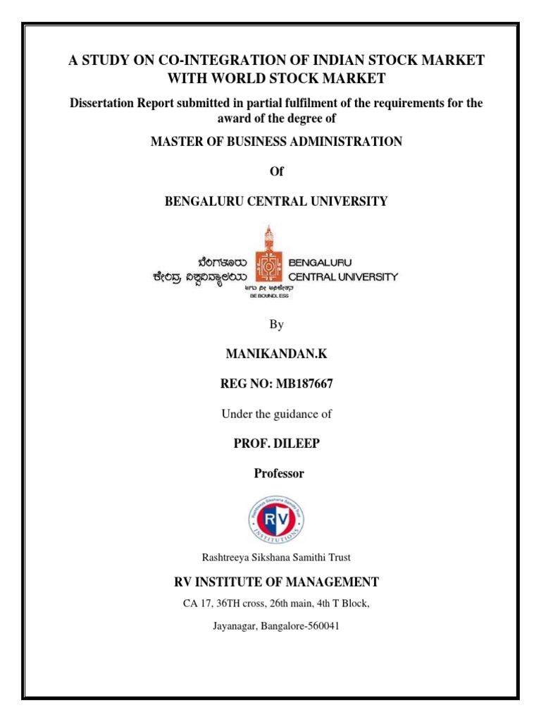 A Study On Co-Integration of Indian Stock Market With World Stock ...