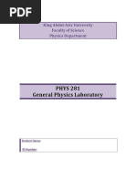 PHYS 281 General Physics Laboratory: King Abdul-Aziz University Faculty of Science Physics Department