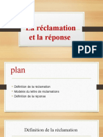 La Réclamation Et La Réponse