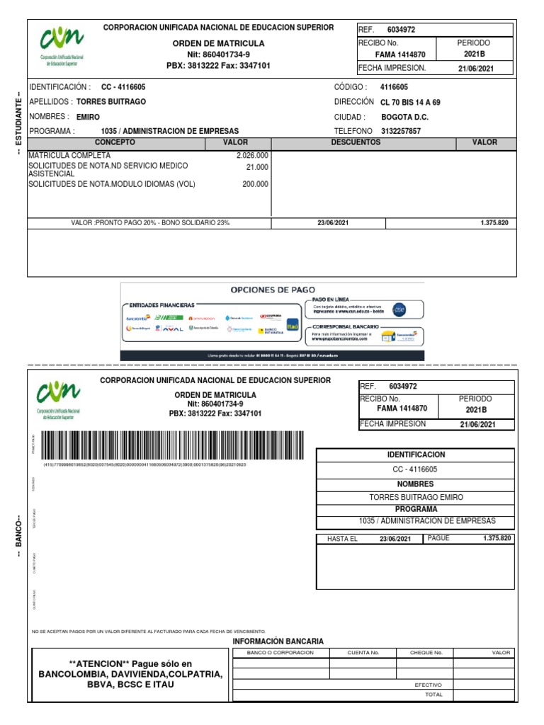 Instrucciones de Pago en la CUN | PDF | Industrias de servicio ...