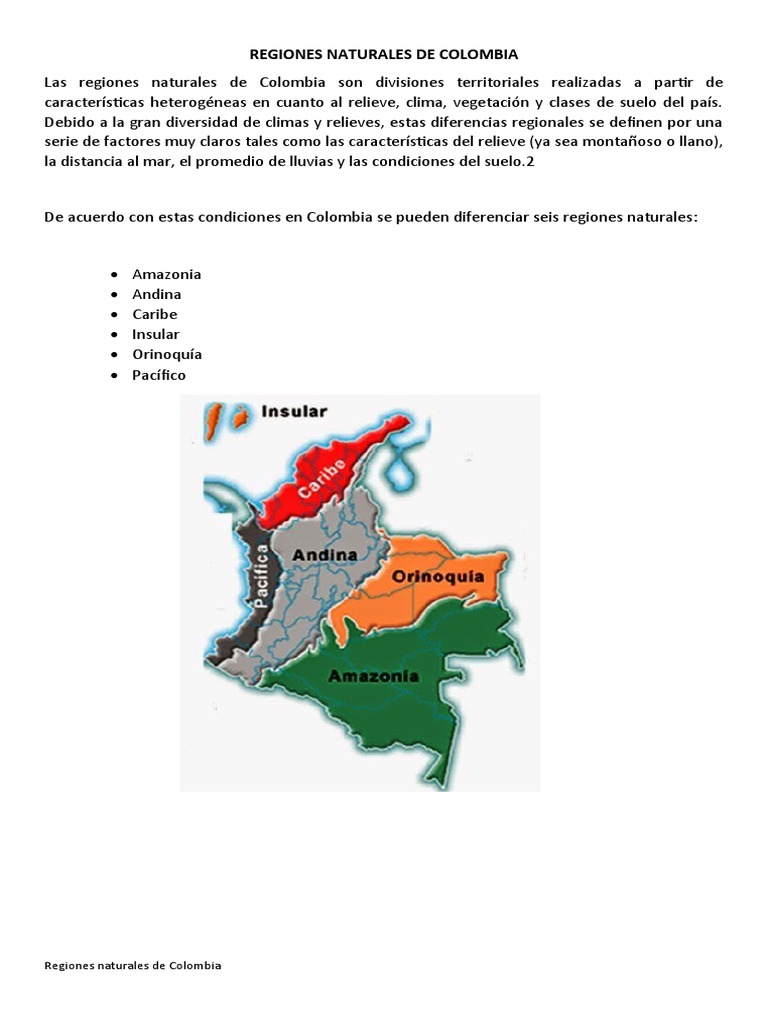 Seis Regiones Naturales de Colombia | PDF | Ciencia y matemáticas