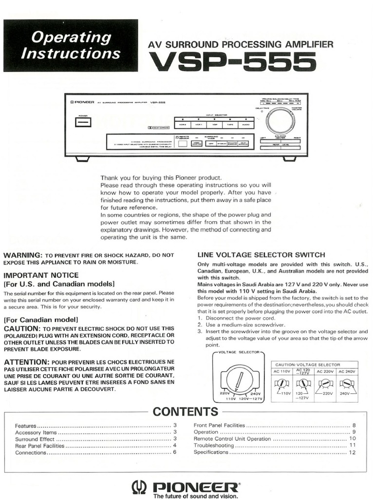 Pioneer VSP555 Manual PDF