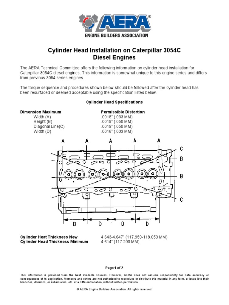 Cylinder Head Installation On Caterpillar 3054C Diesel Engines | PDF ...
