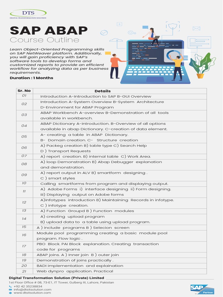 Sap abap course outline pdf computer engineering computing