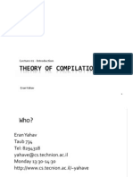 Theory of Compilation: Lecture 01 - Introduction