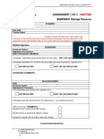 Assessment OF3 BSBFIM601 Manage Finances: 2 - Written