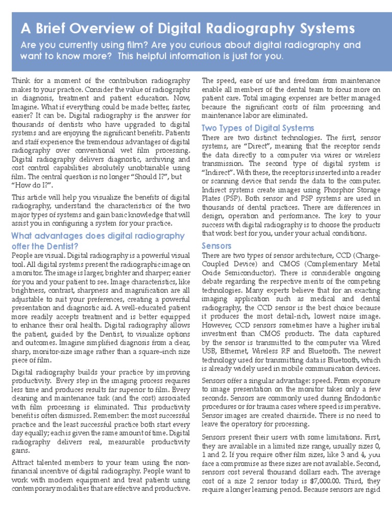 A Guide to Understanding the Benefits and Types of Digital Radiography