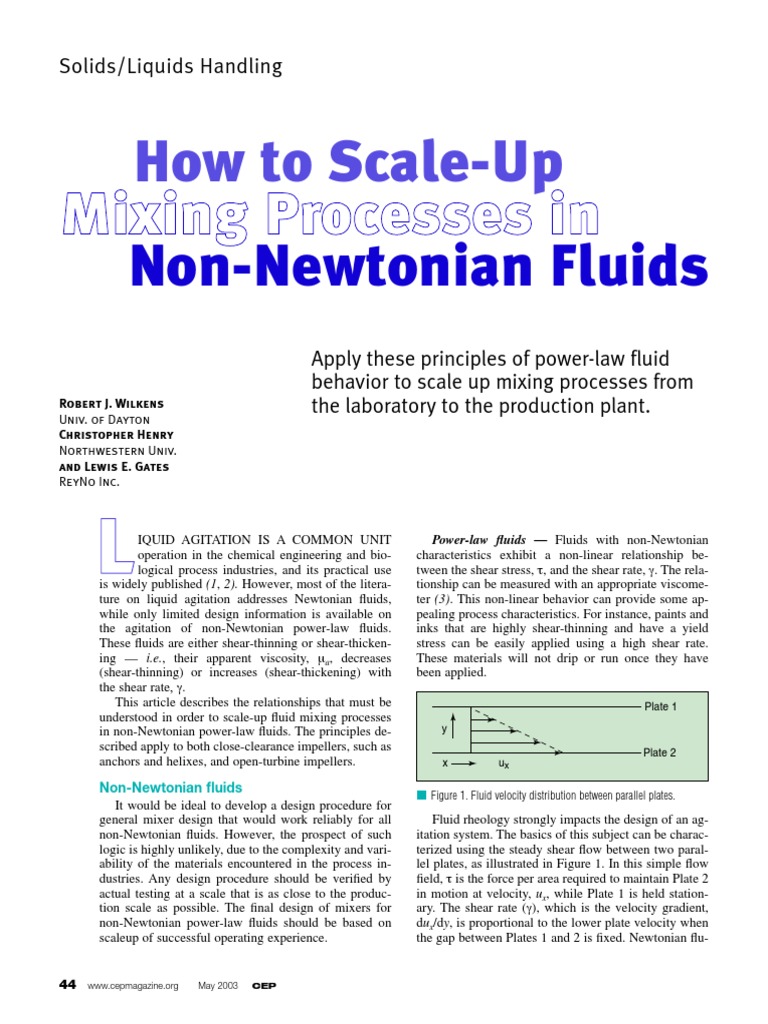 Scaling Up Mixing for Non-Newtonian Fluids | PDF | Fluid Mechanics ...