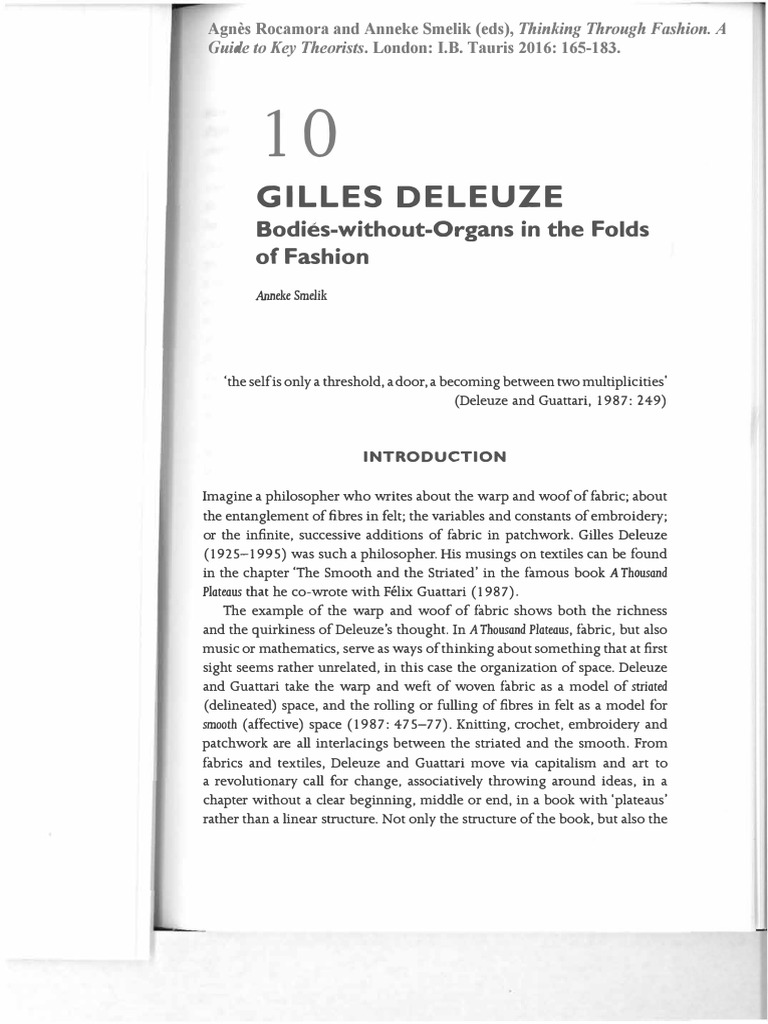 A. Smelik, Gilles Deleuze. Bodies-without-Organs in The Folds of ...