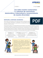 Refl Exionamos Sobre Nuestro Compromiso Personal y Colectivo de Convivencia Democrática e Intercultural y Reconocimiento de Nuestra Diversidad