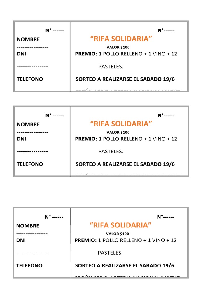 Ejemplo de Rifa Solidaria 2023 | PDF