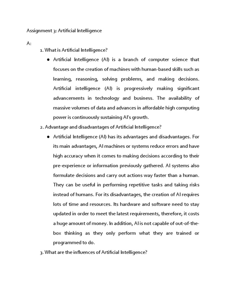 Assignment 3: Overview of AI | PDF | Internet Of Things | Artificial ...