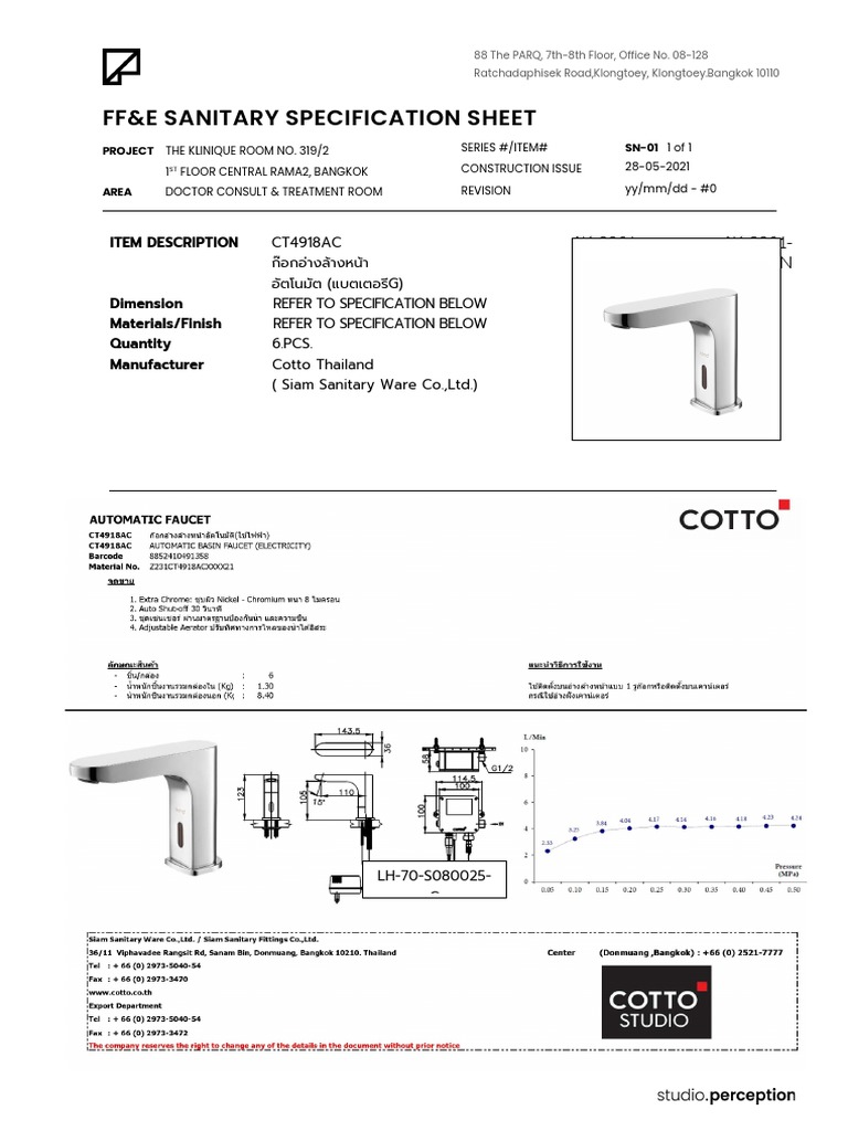Ff&E Sanitary Specification Sheet Item Description PDF Building