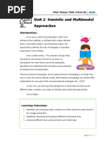 Unit 2: Semiotic and Multimodal Approaches: West Visayas State University