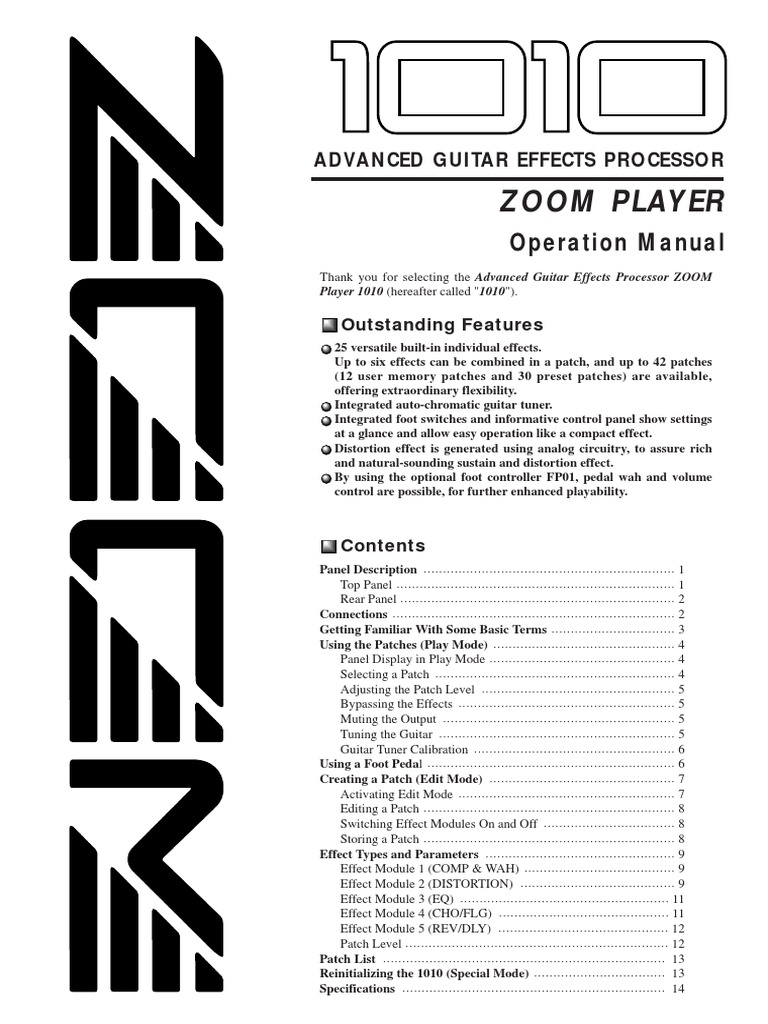 Comprehensive Guide to the Advanced Guitar Effects Processor ZOOM