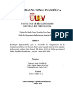 Universidad Nacional Evangélica: Facultad de Humanidades Escuela de Psicología