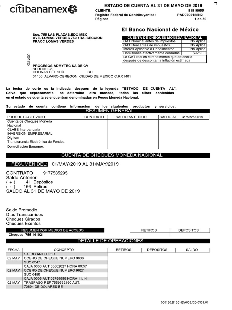 Caratula Estado de Cuenta | PDF | Economias