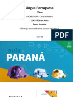 Diferença entre texto em prosa e versos