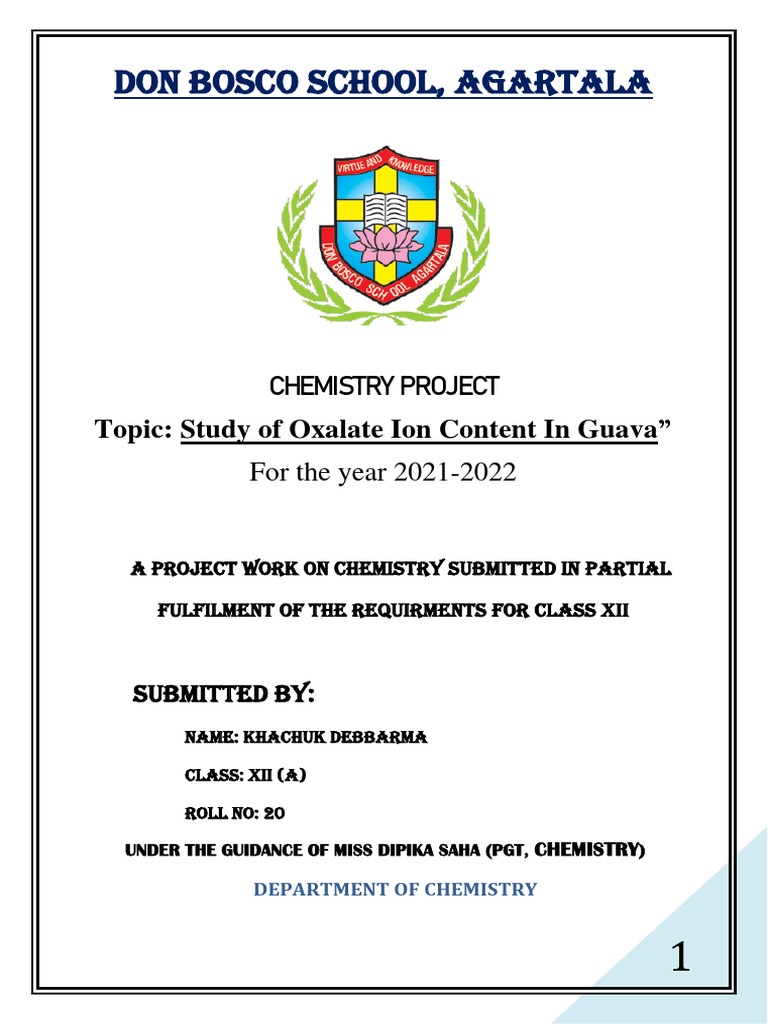 Chemistry Project For Class 12 PDF Titration Chemistry