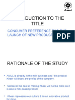 Introduction To The Title: Consumer Preference-For The Launch of New Product "Kheer"