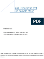 Performing Hypothesis Test For One Sample Mean