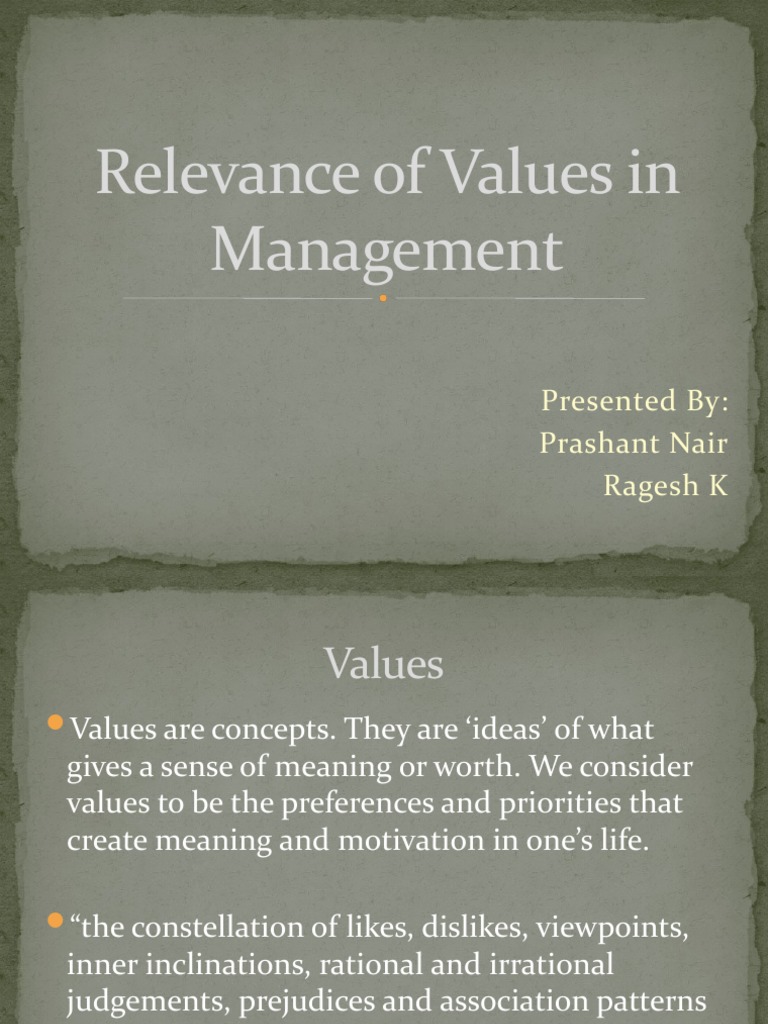Importance of Values in Management | PDF | Value (Ethics) | Motivational