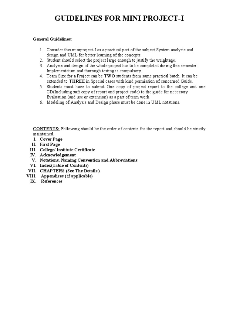Mini Project I Guidelines for Students | PDF | Times New Roman | Design