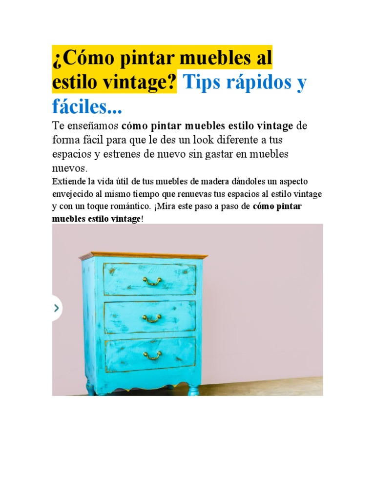 Cómo pintar un mueble vintage paso a paso