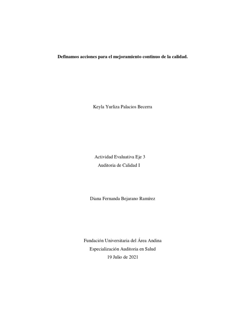 Actividad Evaluativa Eje 3 Auditoria de La Calidad 1 | PDF | Auditoría ...