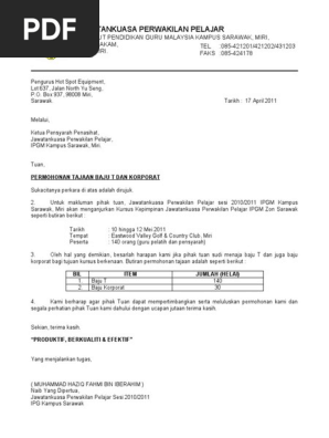 Contoh Surat Kiriman Rasmi
