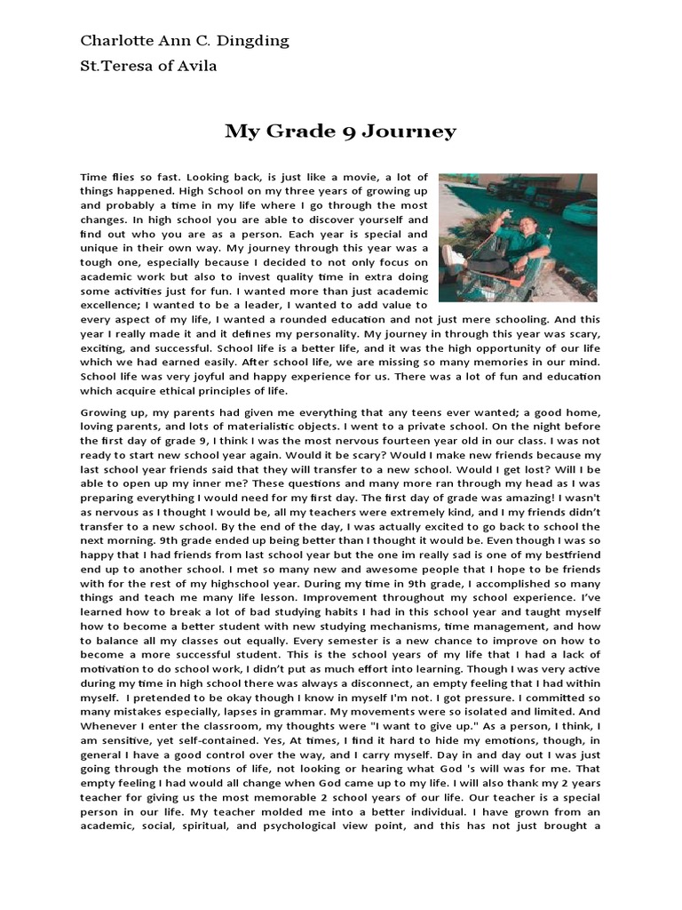 my grade 9 journey essay