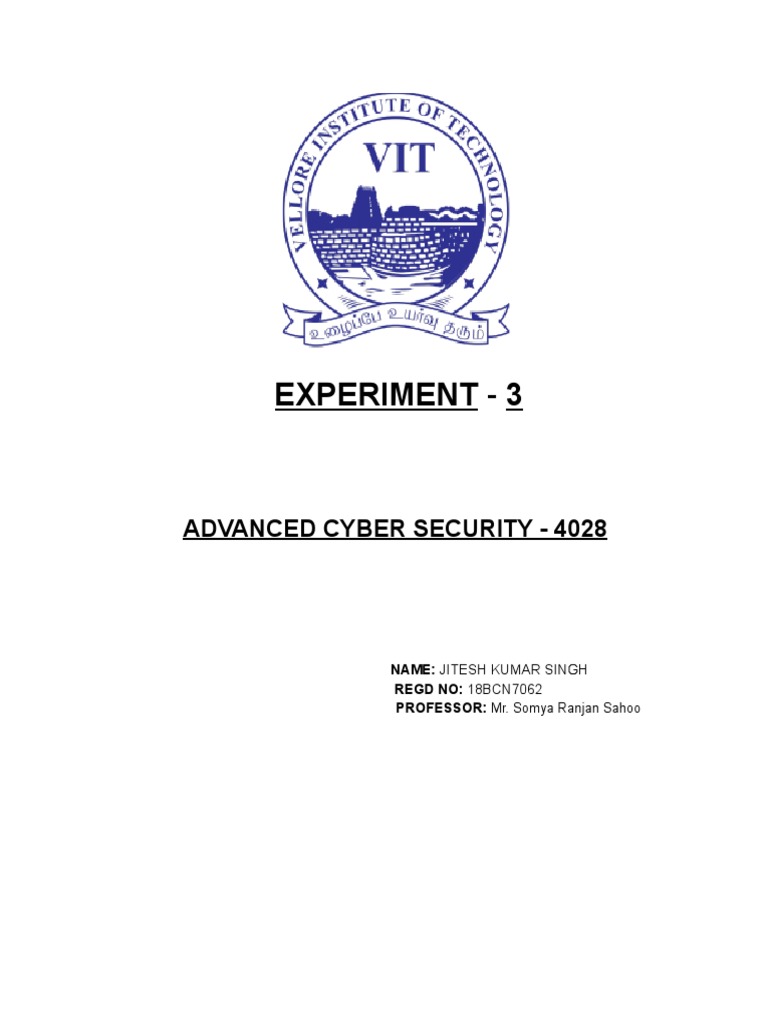 Experiment - 3: Advanced Cyber Security - 4028 | PDF | Linux | Computer ...