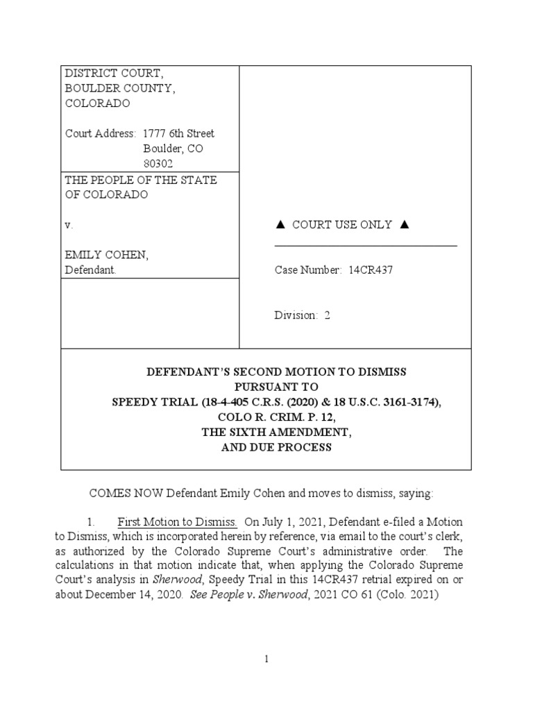 Motion To Dismiss 14CR437 PDF Barker V. Wingo Americans With