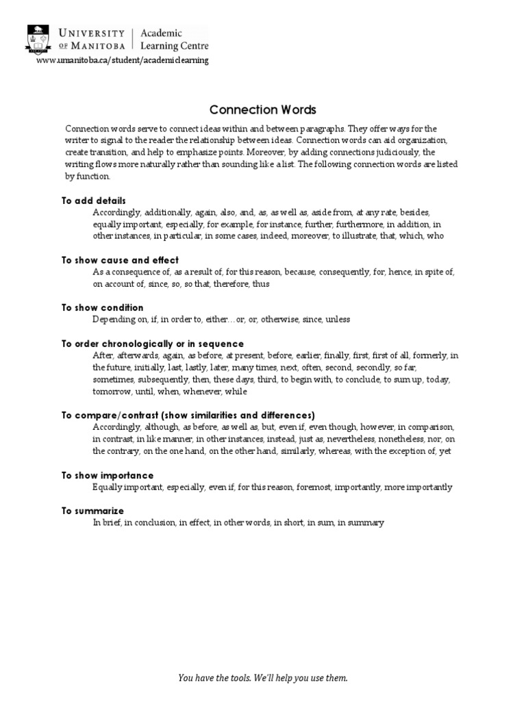 Connection Words NEW | PDF