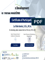 Certificate of Participation Online Seminar SPECTROSCOPY in DEVELOPMENT of HERBAL MEDICINES by Pusat Penelitian Biosains Dan Bioteknologi PPBB ITB
