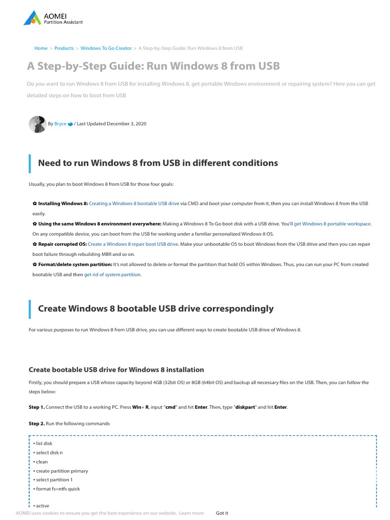Boot Windows 8 from USB Guide | PDF | Booting | Usb Flash Drive
