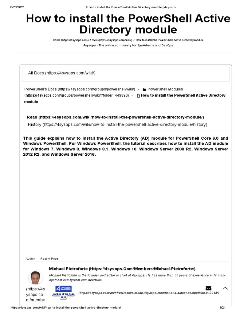 How To Install The PowerShell Active Directory | PDF | Active Directory ...