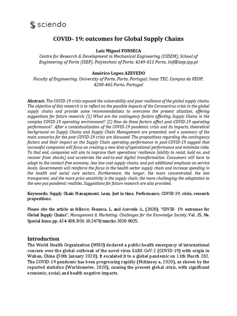 COVID-19's Impact on Supply Chains | PDF | Supply Chain | Supply Chain ...