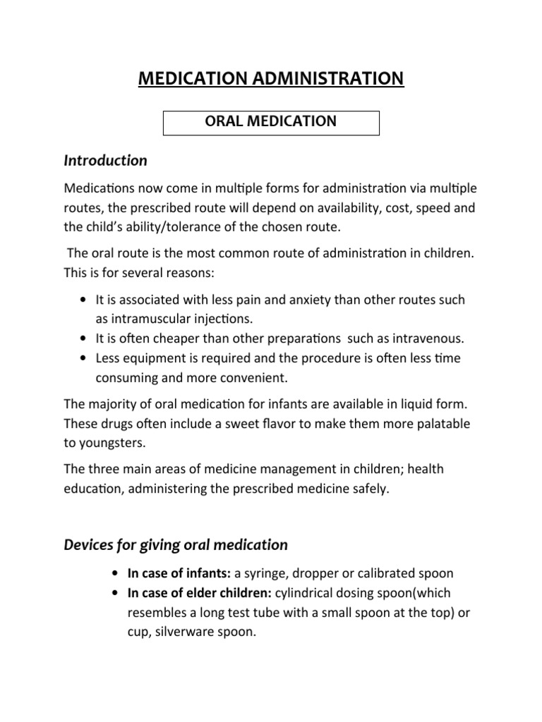 A Comprehensive Guide to Safe Oral Medication Administration in