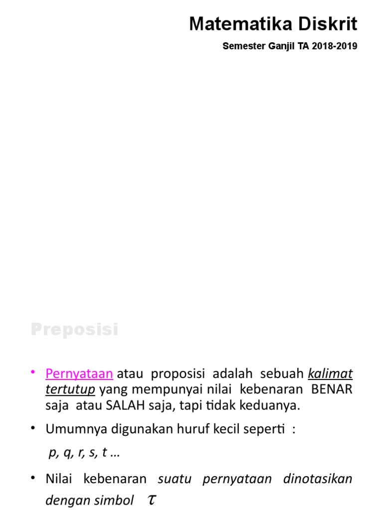 Logika Matematika dan Proposisi Diskrit | PDF