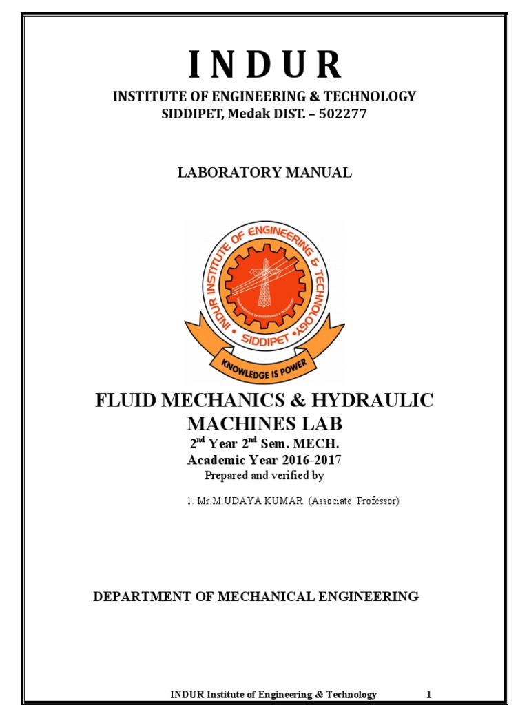 Fluid Mechanics and Hydraullic Machines Lab Manual PDF Pump Flow