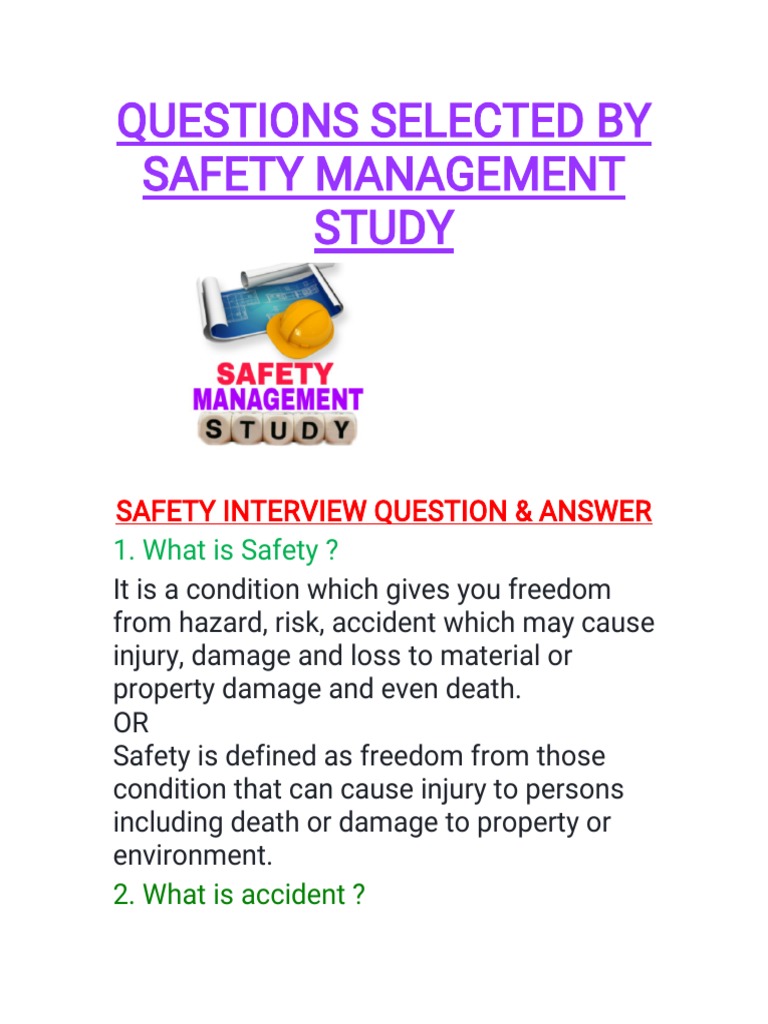 Key Safety Management Questions and Answers for Hazard Identification