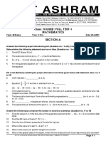 Iit Ashram: Class: 10 GSEB: FULL TEST-1 Mathematics