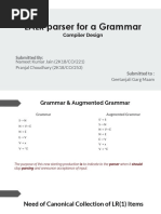 LALR Parser For A Grammar: Compiler Design