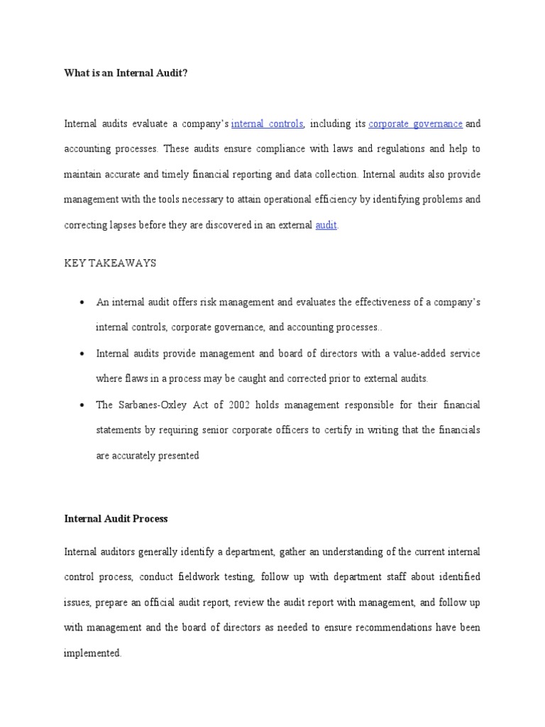 What Is An Internal Audit | PDF
